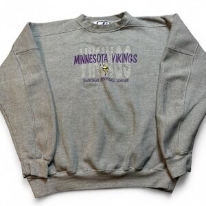 Vintage Minnesota Vikings logo athletic NFL crewneck embroidered sweatshirt XL